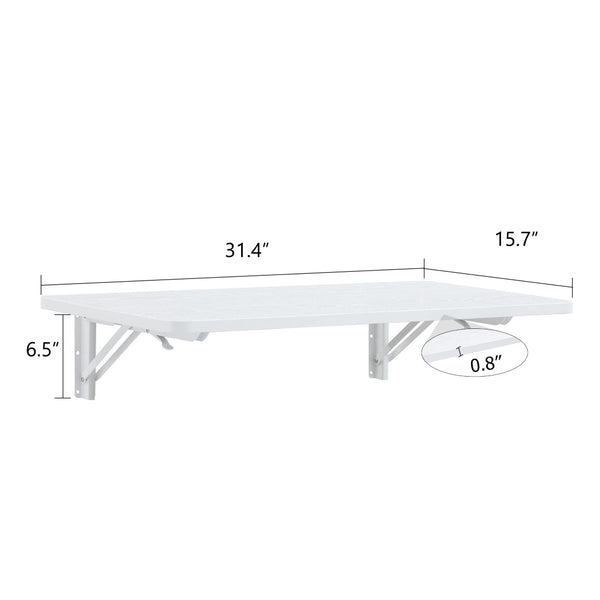 English Elm Wall Mounted Fold Down Wooden Desk Space Saving Floating Surface for Any Room W3875P434770