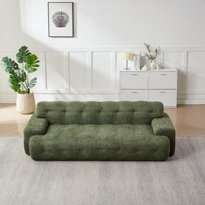 English Elm [video]87.4-inch Cloud Series Chenille Three-seater Sofa with Tufted Square Arms for Living Rooms Green W3505P383949
