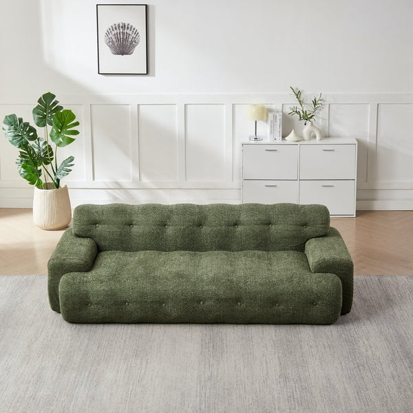 English Elm [video]87.4-inch Cloud Series Chenille Three-seater Sofa with Tufted Square Arms for Living Rooms Green W3505P383949
