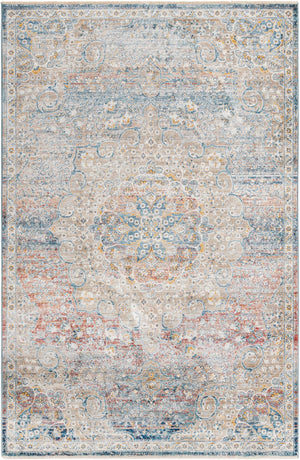 Unique Loom Newport Elms Machine Made Medallion Rug Multi, Blue/Gray/Ivory/Light Blue/Light Brown/Rust Red/Terracotta 6' 1" x 9' 2"