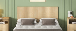 English Elm Modern Wavy Wall-mounted Queen Headboard with Organic Wood Grain Bohemian Bedroom Texture Oak W1820P407911