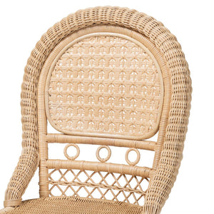 English Elm Modern Woven Rattan Dining Chairs Bohemian Lattice Back Set of Two for Casual Spaces B2750P420373