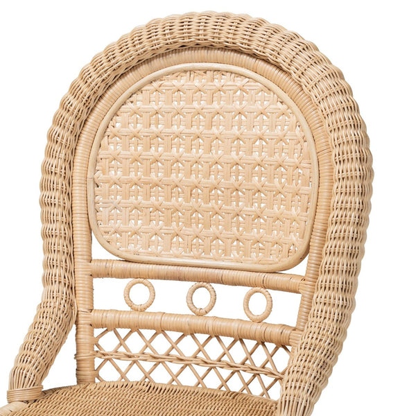 English Elm Modern Woven Rattan Dining Chairs Bohemian Lattice Back Set of Two for Casual Spaces B2750P420373