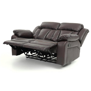 English Elm Glory PU Reclining Loveseat with Channel Tufted Back for Lumbar Support and Compact Spaces Comfort Dark Brown 26 L x 63 W x 30 H B078108401