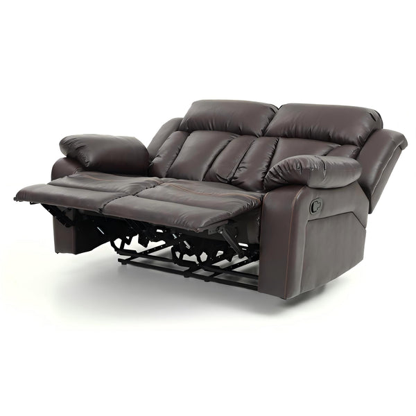 English Elm Glory PU Reclining Loveseat with Channel Tufted Back for Lumbar Support and Compact Spaces Comfort Dark Brown 26 L x 63 W x 30 H B078108401