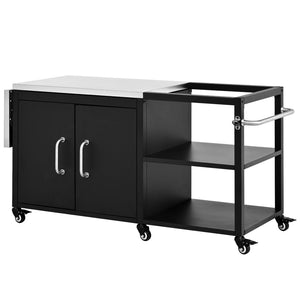 English Elm K&k Stainless Steel Outdoor Grill Cart with Cabinet Drop Leaf and Swivel Casters N707P397500B