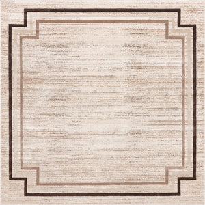 Unique Loom Oasis Fountain Machine Made Border Rug Brown, Beige/Light Brown/Ivory 7' 0" x 7' 0"