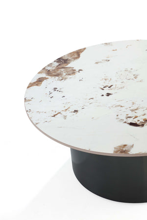 English Elm Alondra Modern Coffee Table With Sintered Stone Top & Black Stainless Steel Base For Stylish Living B365S00055
