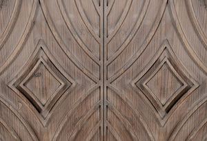 English Elm Mid Mid Century Sideboard showcasing fluted masonry-style doors, solid wood legs, elegant storage console 64.96"L Antique brown W1445P173033