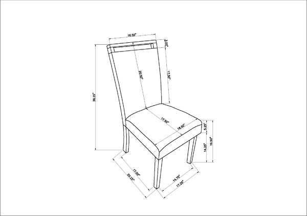 English Elm Contemporary Light Gray Upholstered Dining Side Chair Set of 2 — Breathable Fabric, Wooden Frame, Modern Comfort B011P197714