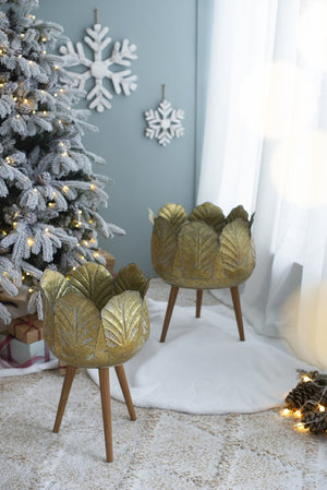 English Elm Set of 2 Distressed Zinc Planters with Tapered Fir Legs Vintage Industrial Style W2078P498308