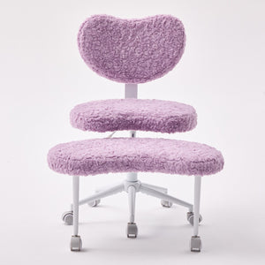 English Elm Artificial Rabbit Hair Cross Legged Desk Chair with Lumbar Support and Swivel Footrest Violet W1143P403572