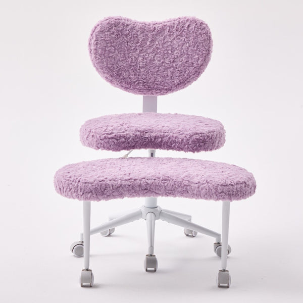 English Elm Artificial Rabbit Hair Cross Legged Desk Chair with Lumbar Support and Swivel Footrest Violet W1143P403572