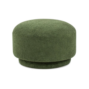 English Elm Jennifer Taylor Home - Fuji Mushroom Footstool Ottoman 15" — Moss Fleeced Teddy Sherpa Seat, Durable 200lb Support Green B2719P280163