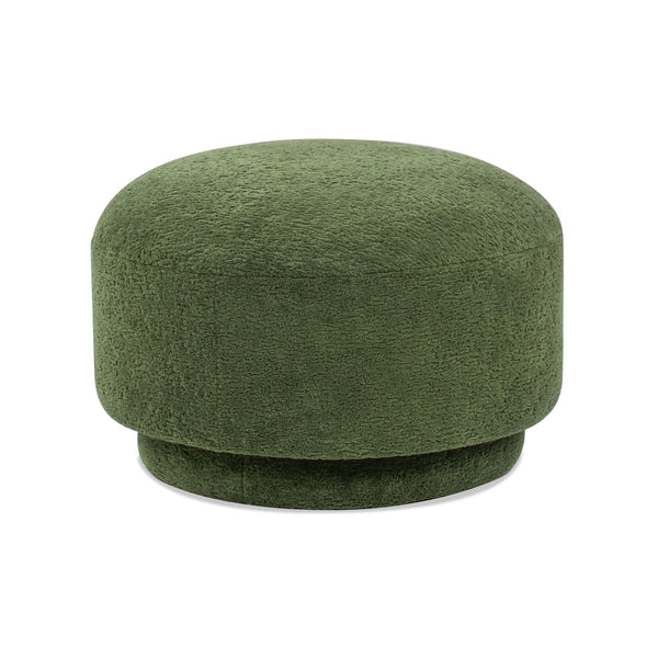 English Elm Jennifer Taylor Home - Fuji Mushroom Footstool Ottoman 15" — Moss Fleeced Teddy Sherpa Seat, Durable 200lb Support Green B2719P280163