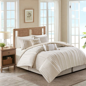 JLA Home Harbor House Blue - Embroidered Cotton Faux-Linen Oblong Pillow with Taupe Stitching and Tassel Accents for Coastal Charm 20 L x 12 W x 5H HH30-1694