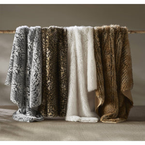 English Elm 1-piece Oversized Faux Fur Throw Bobcat Print Plush Velvet Backed Cozy Sofa Blanket Brown B035P408338