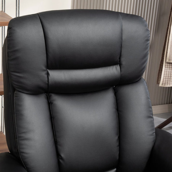 English Elm Swivel Recliner and Ottoman Set Pu Leather Pocket Spring Lounge Chair for Living Room T3971P405860