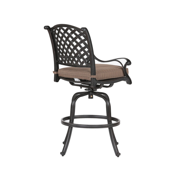 English Elm Cast Aluminum Counter Stool Set Of 2 With Cushions, Swivel Seats For Stylish Outdoor Living B010P278343