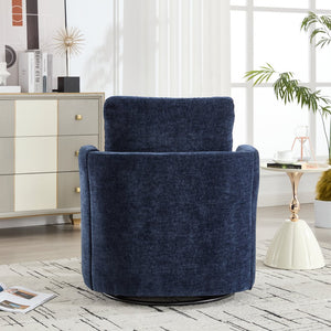English Elm swivel Chenille Upholstered Office Chair with Metal Turntable, Breathable Durable Wood Frame for Comfort and Style Blue W2120P322757