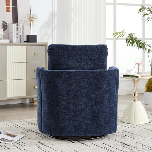 English Elm swivel Chenille Upholstered Office Chair with Metal Turntable, Breathable Durable Wood Frame for Comfort and Style Blue W2120P322757