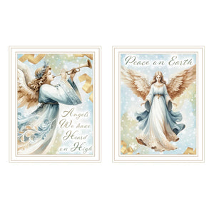 English Elm Trendy Decor 4u Holiday Angels Typography Two Panel Framed Print for Seasonal Home Walls B067P252303