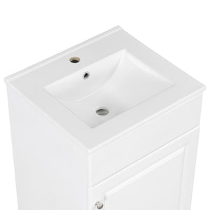 English Elm Christopher Knight Home® - 20" Bathroom Vanity with Ceramic Sink and Soft-Close Door, Gold Knob, Adjustable Shelf Storage White N759P237946K