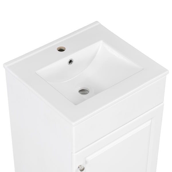 English Elm Christopher Knight Home® - 20" Bathroom Vanity with Ceramic Sink and Soft-Close Door, Gold Knob, Adjustable Shelf Storage White N759P237946K