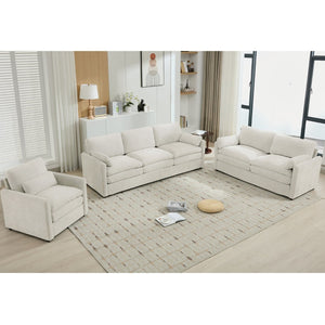 English Elm 101.2" Modular Chenille Sectional Sofa with Tufted Cushions and Deep Seating for Living Room Beige N719S001923A