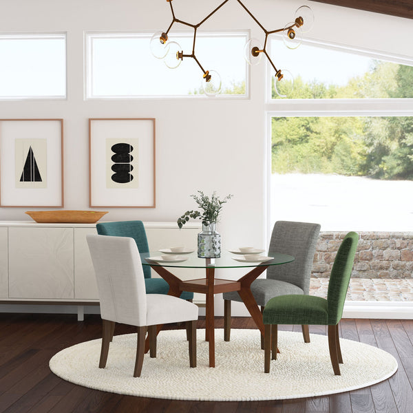 English Elm Conifer Beige Upholstered Side Chairs Set of 2 — Modern Armless Curved-Back Dining Seats, Sturdy Legs B062P375409