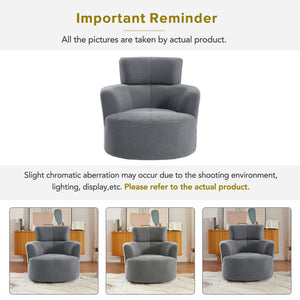 English Elm 360° Swivel Chair - Cozy Berber Fleece Barrel Accent Chair With Adjustable Headrest For Any Space N719P272676E
