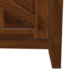 English Elm Cabinet Modern 4-Door Sideboard with 4 Open Shelves, 59" Freestanding Storage Console for Home Decor W331P266133
