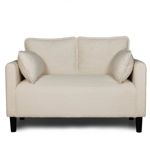 English Elm 48" Corduroy Compact Loveseat with Side Pocket Solid Wood Frame for Small Spaces Beige W2715P409864