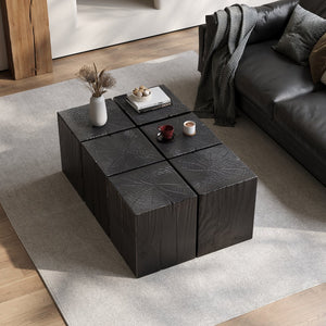 English Elm Christopher Knight Home® - Wood-Look Square-Column End Table, 18" H - Rustic Distressed Finish, Indoor/Outdoor Versatility, Black N770P291199B