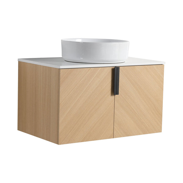 English Elm 30" Elegant Wall-Mounted Bathroom Vanity With Ceramic Sink & Soft-Close Doors For Modern Spaces W999S00443