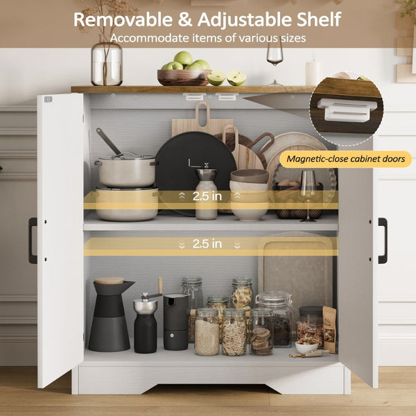 English Elm Sideboard Farmhouse Two Door Storage Cabinet with Adjustable Shelf for Dining or Entryway T5618P451108