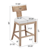 Christopher Knight Home® - Noble House - - 27" Counter Stools Set Of 2, Upholstered Counter Height Bar Stools With Solid Rubber Wood Frame, Backrest, Footrest, Armless Barstools For Home Bar, Kitchen Counter, Beige & Natural