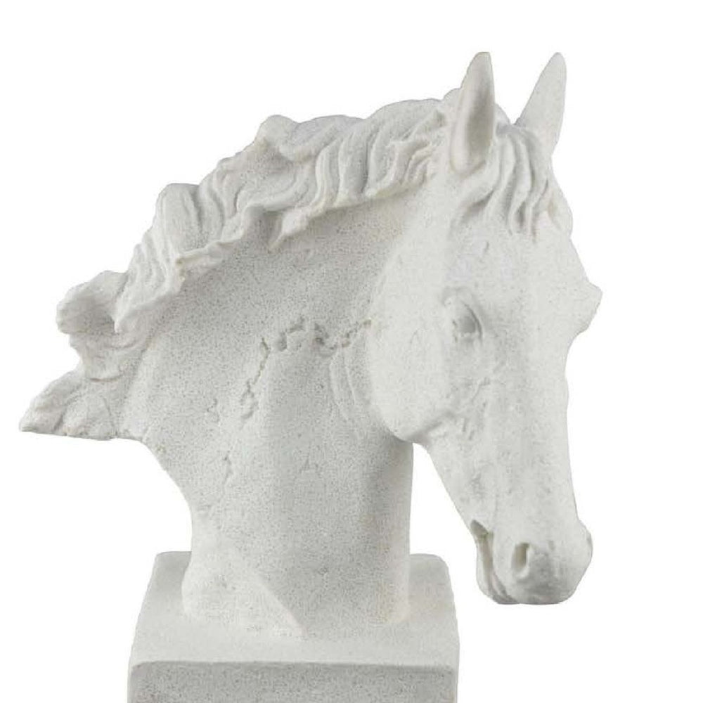 English Elm Horse Head Sculpture White Resin Bust with Gray Acrylic Base Gallery Tabletop Art B056P417007