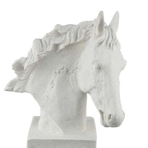 English Elm Horse Head Sculpture White Resin Bust with Gray Acrylic Base Gallery Tabletop Art B056P417007