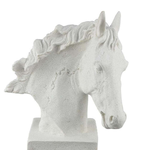 English Elm Horse Head Sculpture White Resin Bust with Gray Acrylic Base Gallery Tabletop Art B056P417007
