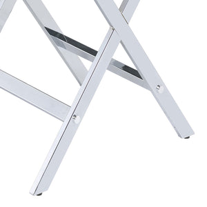 English Elm White White and Chrome 1-Drawer Rectangular Accent Table with Sleek X-Base, Compact Storage for Small Spaces B062P185654