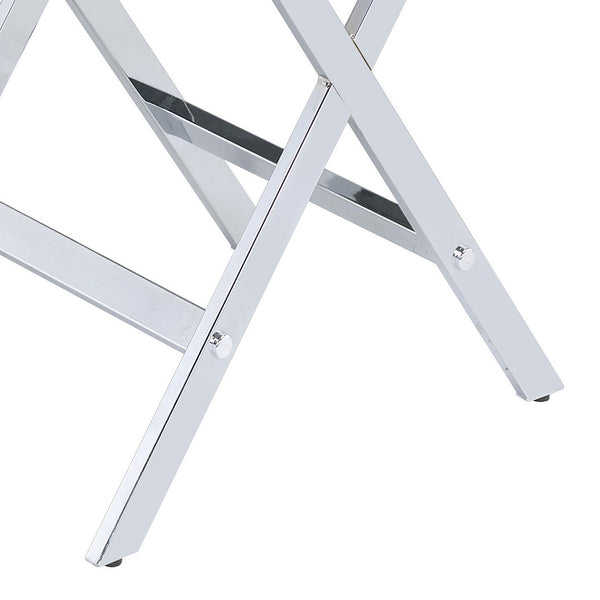 English Elm White White and Chrome 1-Drawer Rectangular Accent Table with Sleek X-Base, Compact Storage for Small Spaces B062P185654