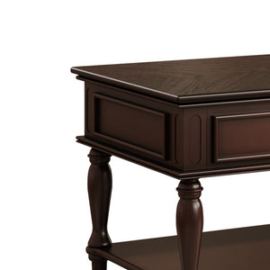 English Elm Farmhouse Retro Coffee Table with Lockable Wheels, One Drawer & Lower Shelf, Solid Wood Legs, Durable Finish Espresso N721P307935P