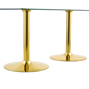 English Elm A Tempered Glass Rectangular Dining Table with Silver Metal Legs Seats Six W1151S04198