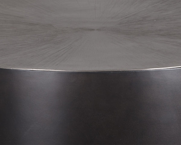Sunpan Creed Coffee Table - Hand-Etched Iron Design with Drum Base, Perfect for Modern Living Spaces Small - 34W x 34.25D x 15H