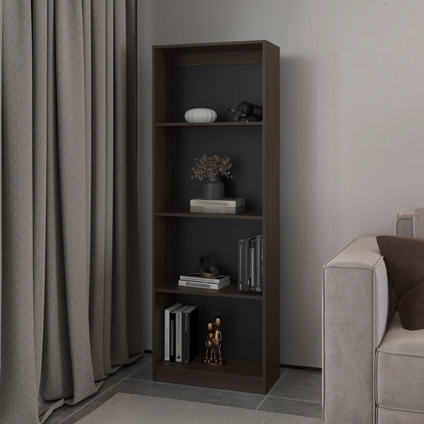 English Elm Bookcase Benzoni Nova - Modern Stained Walnut Finish With 4 Open Shelves For Stylish Storage Solutions B092P386504