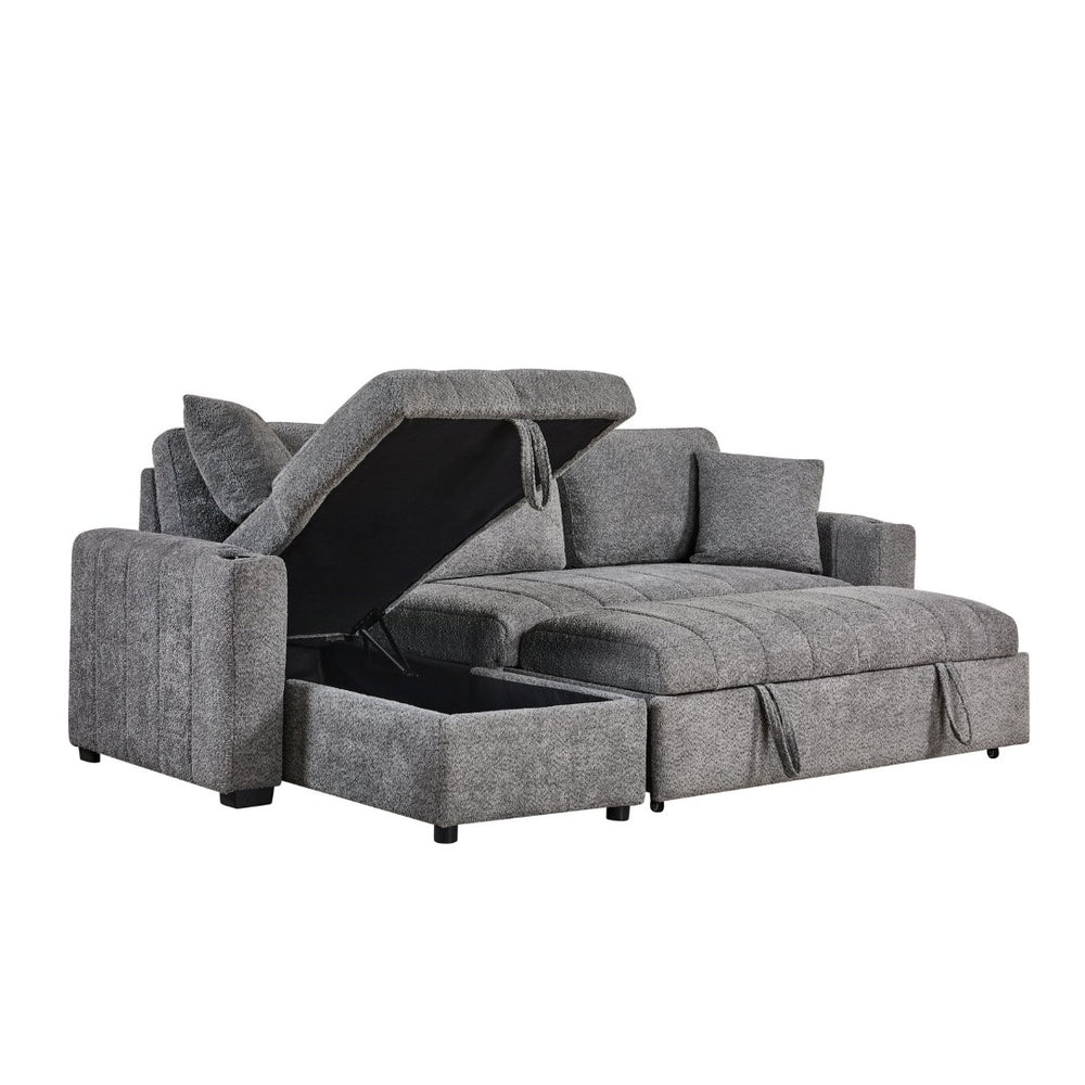 English Elm Seraphina Boucle Sleeper Sectional with Storage Chaise and Built-in Usb Charging B061S00964