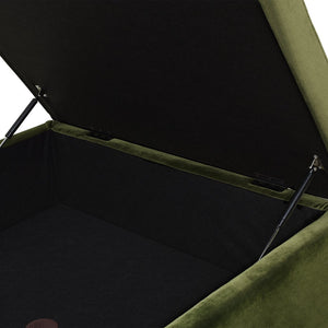 English Elm Jennifer Taylor Home - Knox 35" Square Storage Ottoman in Olive Green Performance Velvet — Benchmade, Flip-Top Storage, Durable Kiln-Dried Frame B2719P238423