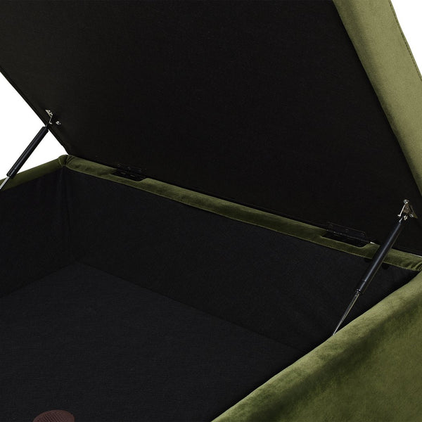 English Elm Jennifer Taylor Home - Knox 35" Square Storage Ottoman in Olive Green Performance Velvet — Benchmade, Flip-Top Storage, Durable Kiln-Dried Frame B2719P238423