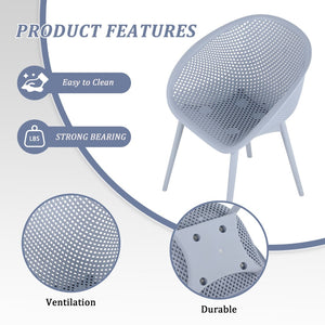 English Elm Summer Outdoor Bistro Set Uv Resistant Polypropylene Slatted Chairs and Round Patio Table Light Baby Blue,White W3450S00019